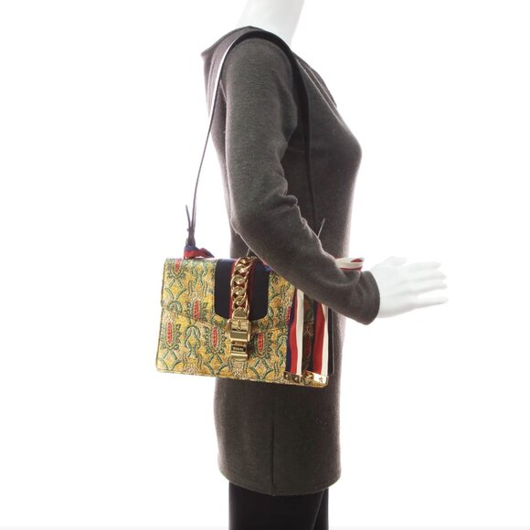 Gucci Small Sylvie Multicolor Brocade Shoulder Bag - Picture 11 of 12